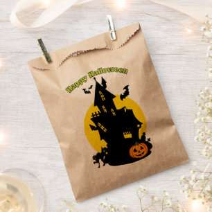 Haunted House with Bats Happy Halloween Favour Bag