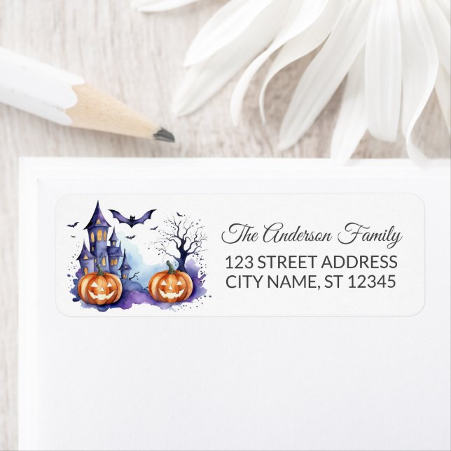 Haunted House with Pumpkins and Bats Halloween     (Insitu)