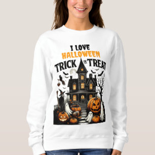 Haunted house with pumpkins & ghosts! sweatshirt