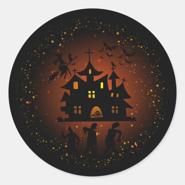 Haunted House with Zombies Sticker (Front)