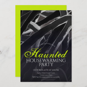 Haunted Housewarming Grey Green Halloween Party Invitation