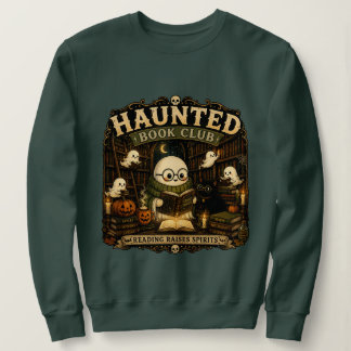 Haunted Library Ghost Reading Book Lover Halloween Sweatshirt