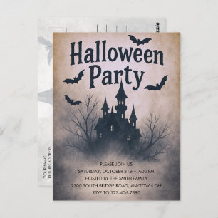 Haunted Manor Halloween Party Invitation  Postcard