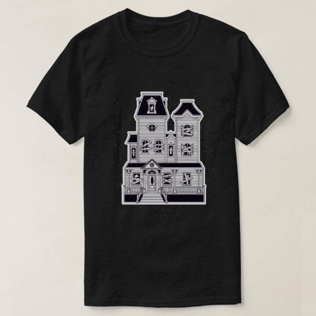haunted mansion black and white T-Shirt (Design Front)