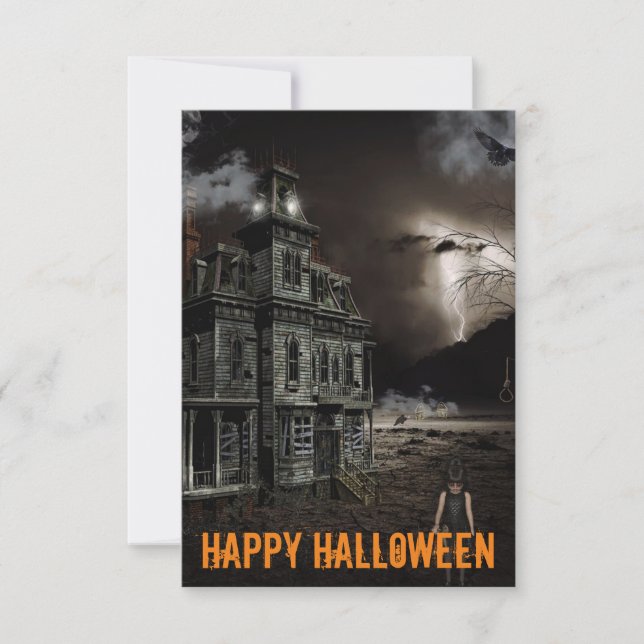 Haunted Mansion Creepy Halloween Customizable Card (Front)