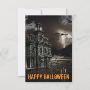 Haunted Mansion Creepy Halloween Customizable Thank You Card