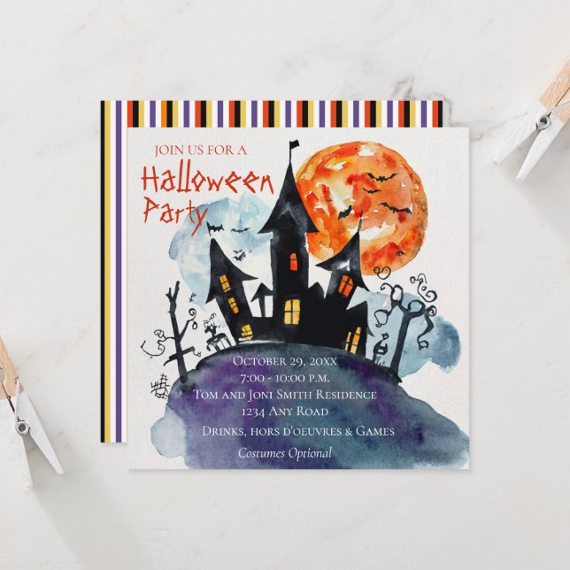 Haunted Mansion Halloween Fête Invitation (Devant/Arrière en situation)