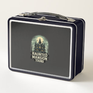 Haunted Mansion Tours Vintage Halloween Vector Metal Lunch Box