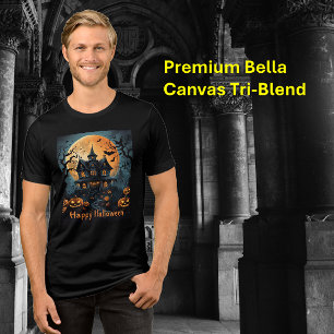 Haunted Medieval Castle Halloween  Tri-Blend Shirt
