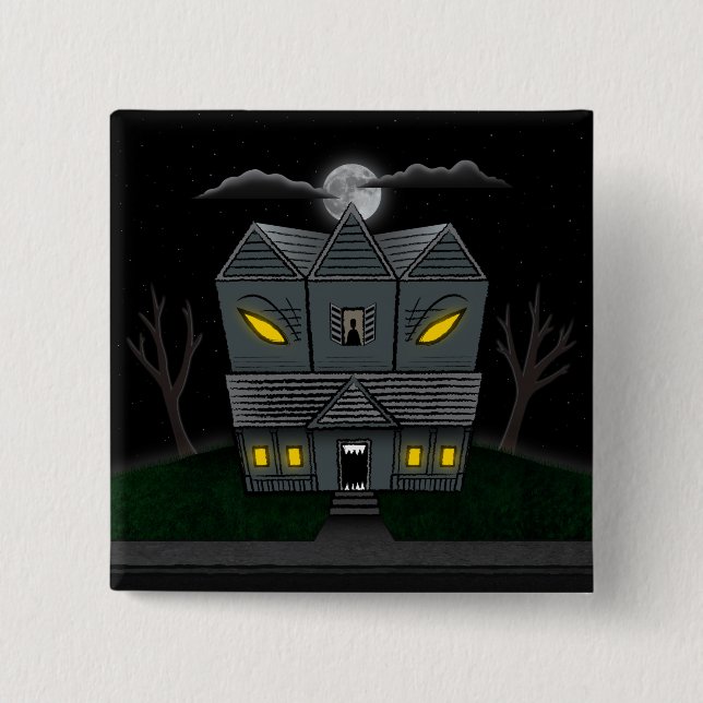 Haunted Monster House 2 Inch Square Button (Front)