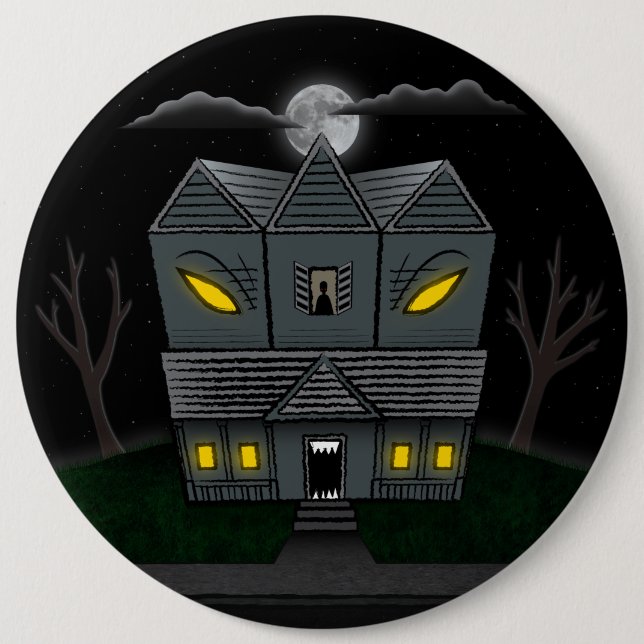 Haunted Monster House 6 Inch Round Button (Front)
