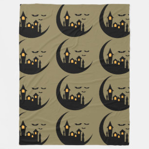 Haunted Moon Castle Pattern Fleece Blanket