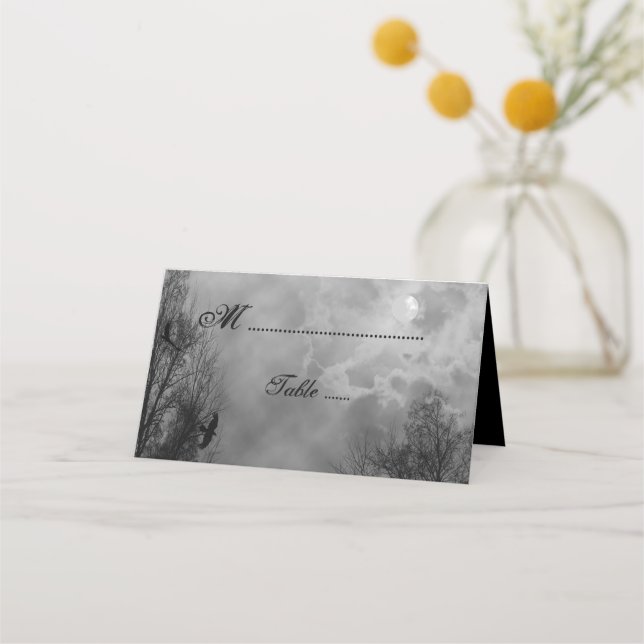 Haunted Moon with Ravens Folded Place Card (Front)