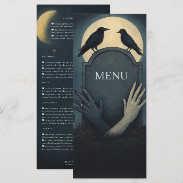 Haunted Moonlight Wedding Zombie Menu (Front/Back)