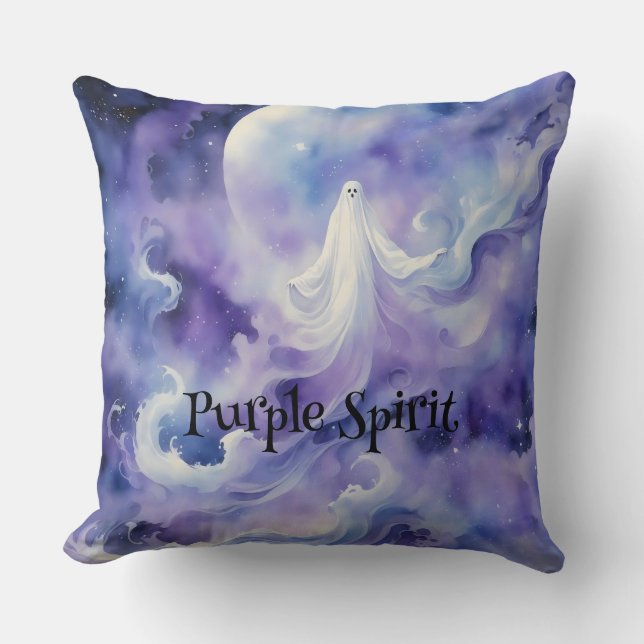 Haunted Night - Ghostly Spirit in the Stars Throw Pillow (Front)