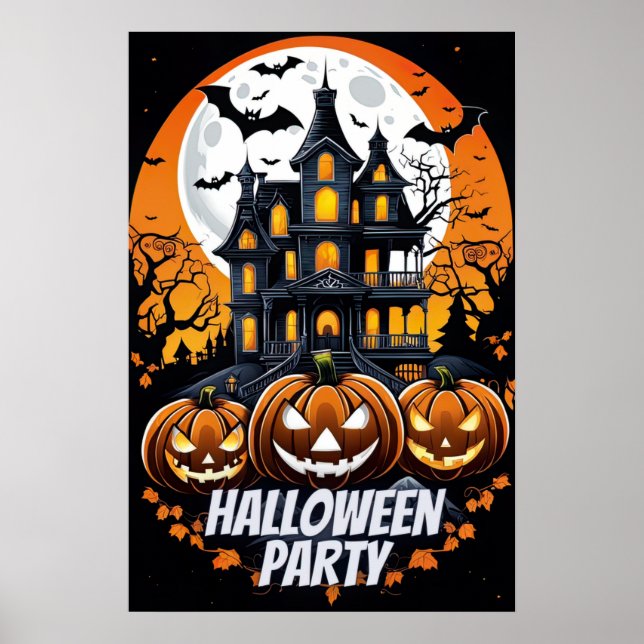 Haunted Night, Halloween Party Poster (Front)