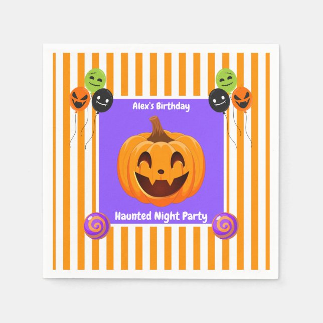 Haunted Night Party Birthday  – Halloween night Napkin (Front)