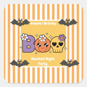 Haunted Night Party Birthday  – Halloween night Square Sticker