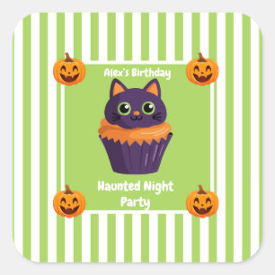 Haunted Night Party Birthday  – Halloween night Square Sticker