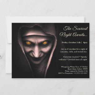 Haunted Nun   Halloween Costume Party Invitation