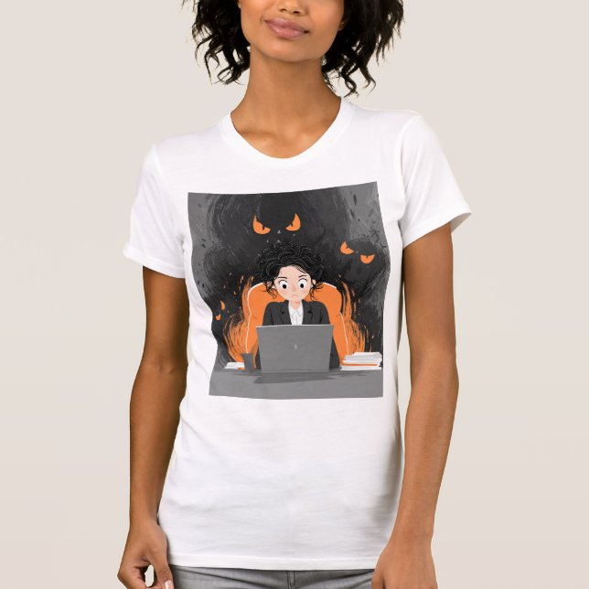 “Haunted Office – When Work Feels Like a Nightmare T-Shirt (Front)