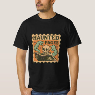 Haunted Pages T-Shirt – Gothic Academia Skeleton 