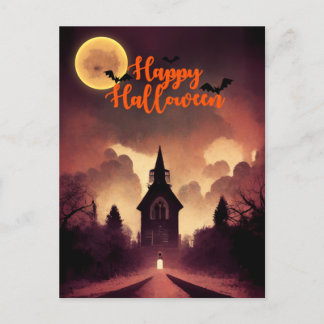 Haunted Place Halloween  Holiday Postcard