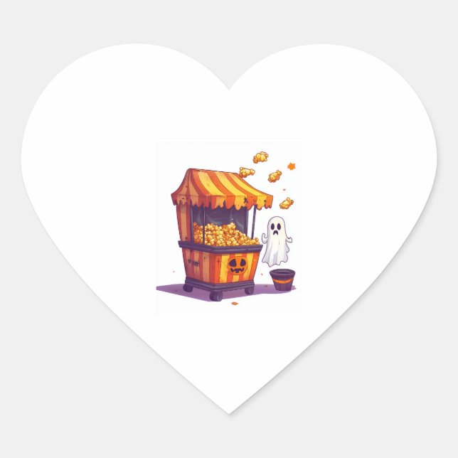 Haunted Popcorn Stand Heart Sticker (Front)