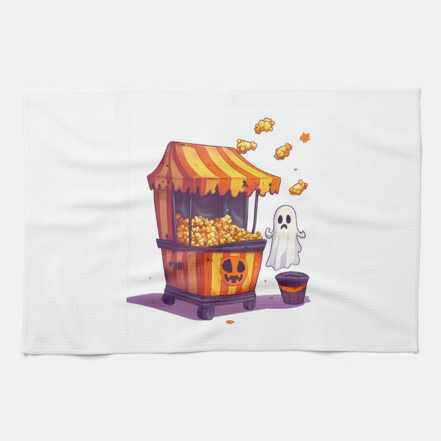 Haunted Popcorn Stand Kitchen Towel (Horizontal)