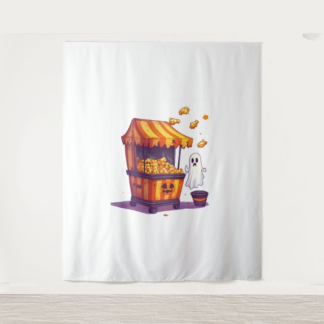 Haunted Popcorn Stand Tapestry (Front)