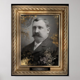Haunted Portrait Moustache Man Poster