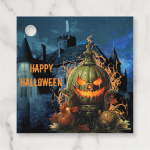 Haunted Pumpkin and Mansion Halloween   Favour Tags