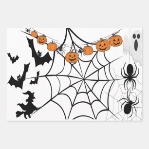 Haunted Pumpkin Gift Wrap White For Halloween