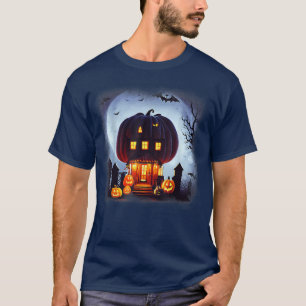 Haunted Pumpkin House Halloween Horror Jack O Late T-Shirt
