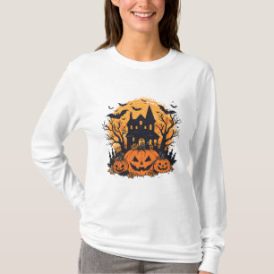 Haunted pumpkin house Halloween T-Shirt