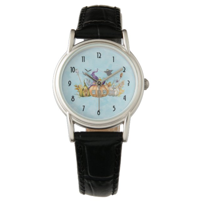 Haunted Pumpkin House with Ghost & Bats Watch (Front)