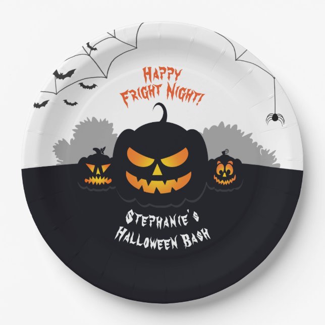 Haunted Pumpkin Patch Paper Plate (Front)