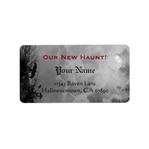 Haunted Raven Sky Black White Custom New Address Label