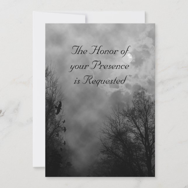 Haunted Road with Ravens Wedding Invitation (Front)