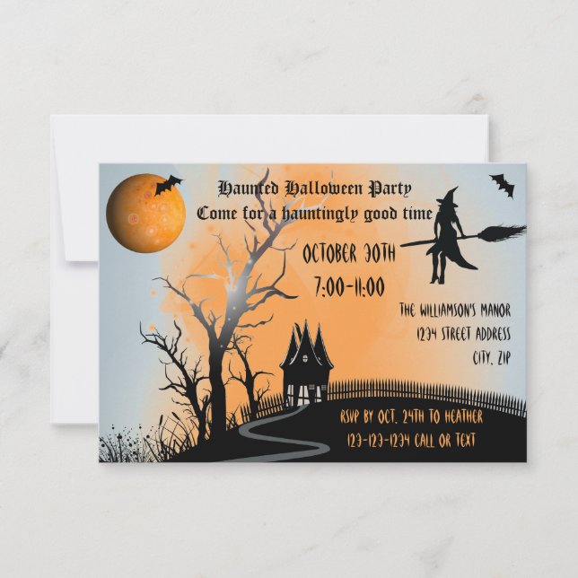 Haunted Scene - 3x5 Halloween Party Invite (Front)