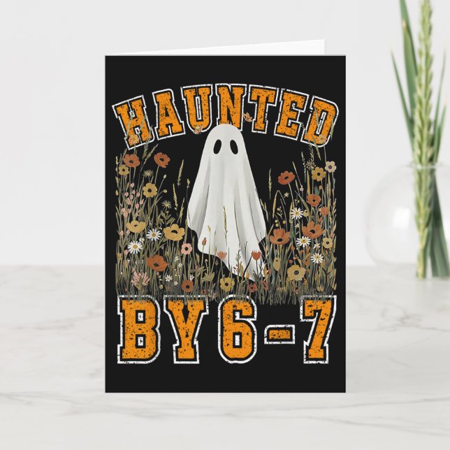 Haunted Six Seven 6 7 Meme 67 Skeleton Hand Hallow Card (Front)