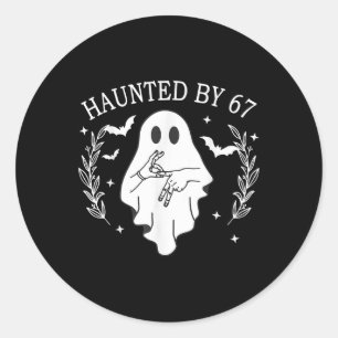 Haunted Six Seven 6 7 Meme 67 Skeleton Hand Hallow Classic Round Sticker