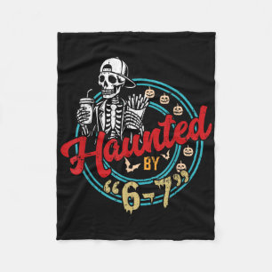 Haunted Six Seven 6 7 Meme 67 Skeleton Hand Hallow Fleece Blanket