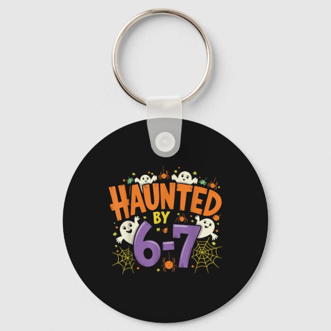 Haunted Six Seven 6 7 Meme 67 Skeleton Hand Hallow Keychain (Front)