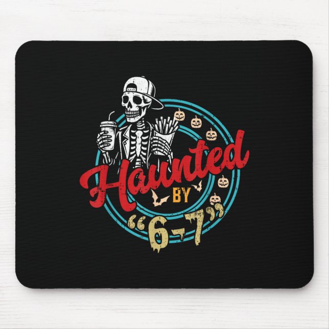 Haunted Six Seven 6 7 Meme 67 Skeleton Hand Hallow Mouse Pad (Front)