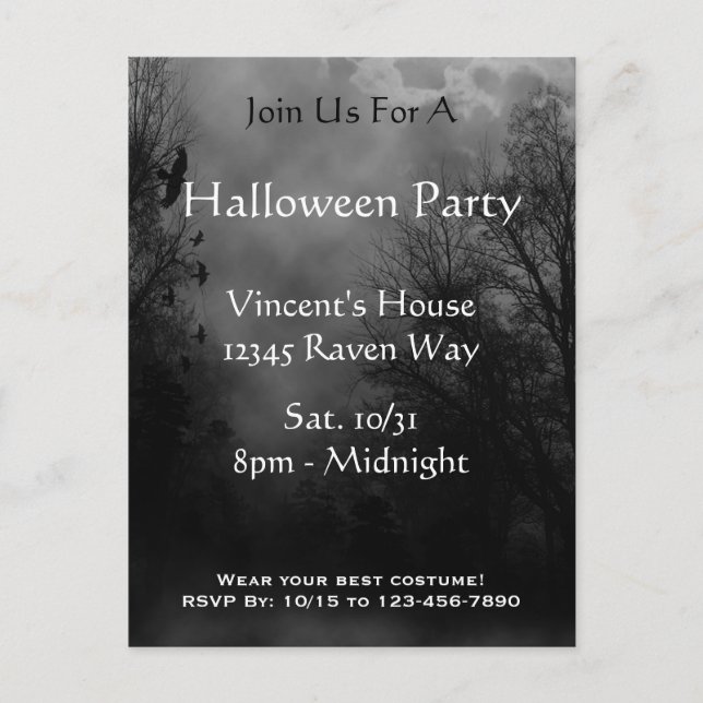 Haunted Sky Halloween Invitation Postcard (Front)