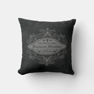 Haunted Slumber Macabre Any Family Name Halloween Throw Pillow