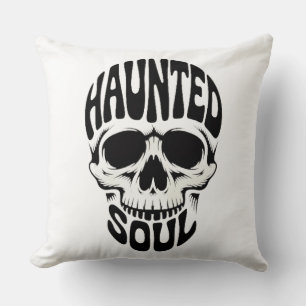 Haunted Soul Skull Typography Throw Pillow