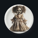 Haunted Spooky Doll Halloween Costume Party Paper Plate<br><div class="desc">Customize with any text. Matching items are available.</div>