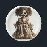 Haunted Spooky Doll Halloween Costume Party Paper Plate<br><div class="desc">Customize with any text. Matching items are available.</div>